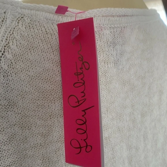 Lilly Pulitzer White Sweater with Colorful Text  COFFEE BEACH REPEAT/ Size L - Picture 10 of 10